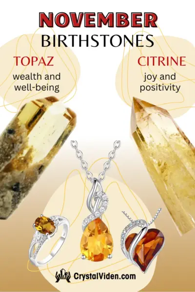 Topaz and Citrine are November Birthstones - crystals and jewellery - necklaces, bracelets, earrings