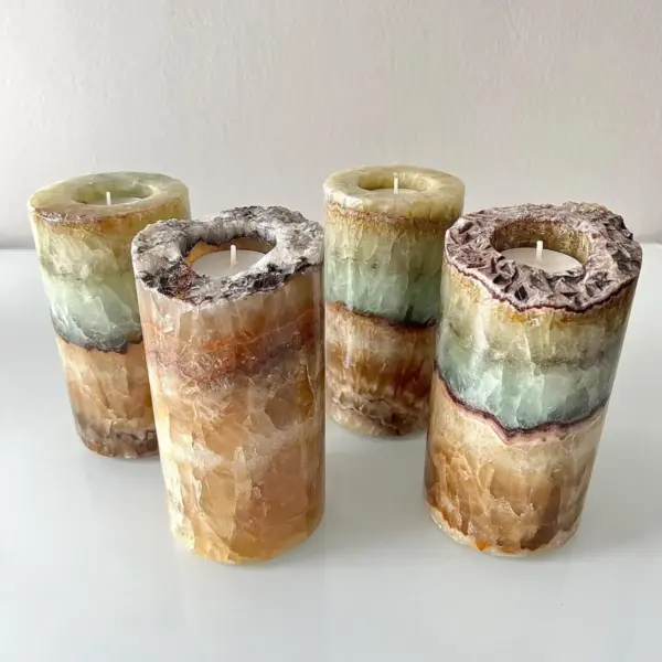 Four pieces of Onyx Tealight Cylinder Candle Holders