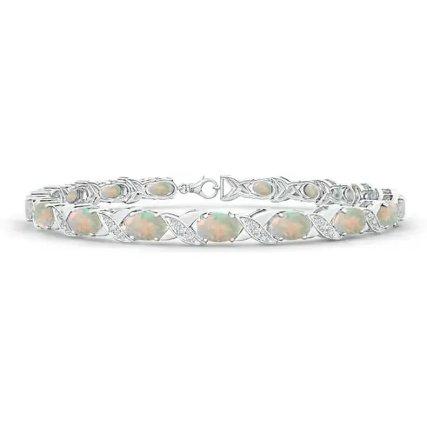 Opal And Diamond XOXO Link Bracelet by Angara