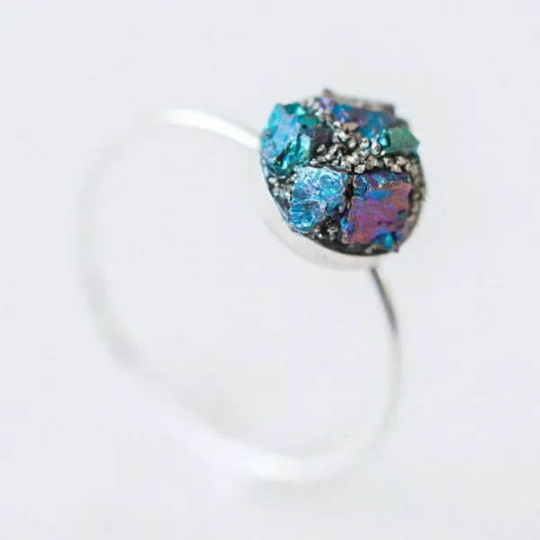 Peacock Ore Mystic silver Ring