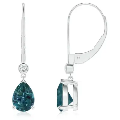 ANGARA Pear Shape Teal Montana Sapphire Drop Earrings