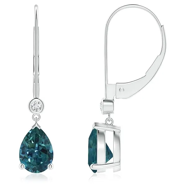 ANGARA Pear Shape Teal Montana Sapphire Drop Earrings