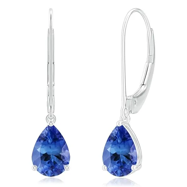 Pear-Shaped Tanzanite Leverback Earrings