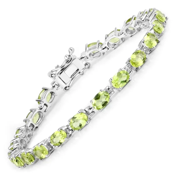 Natural Peridot Oval Tennis Bracelet