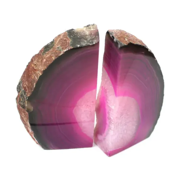 Pink Agate Bookend Pair