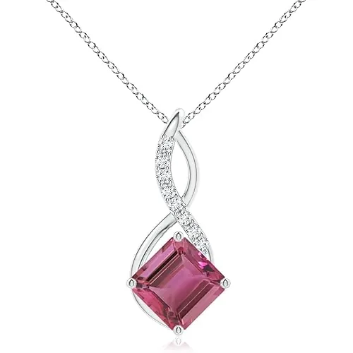 Pink Tourmaline Infinity Pendant with Diamond Accents by Angara