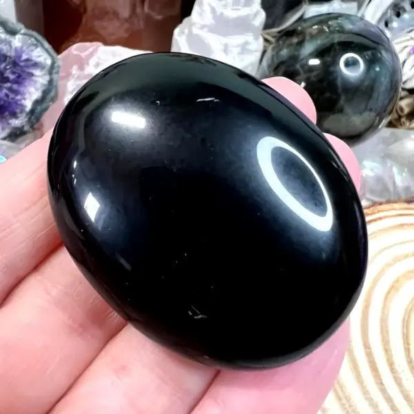 Polished Black Obsidian Palm Stone