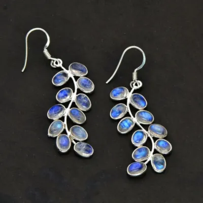 Rainbow Moonstone Dangle Earrings