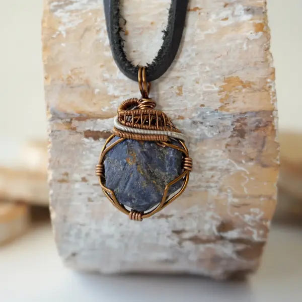 Raw Sapphire Necklace For Men