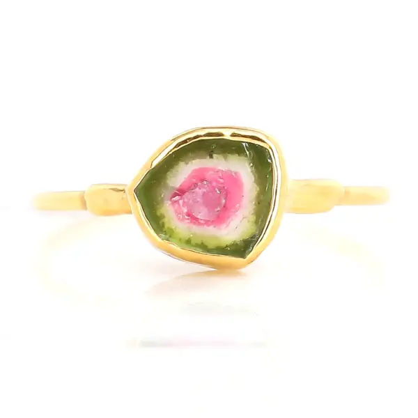 Raw Watermelon Tourmaline Ring