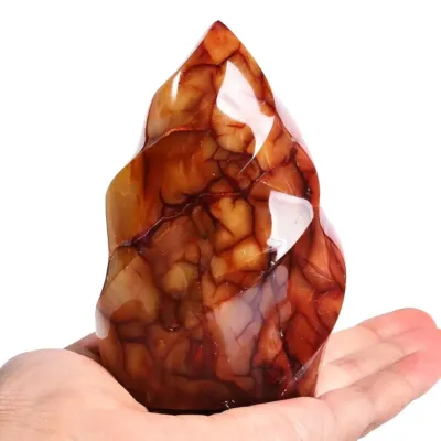 Red Agate Flame Shaped Stone Towers Obelisk Natural Healing Crystal Quartz