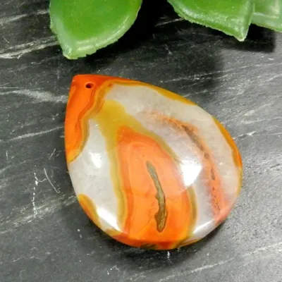 Red Chinese Agate Teardrop Shaped Top Drilled Bead