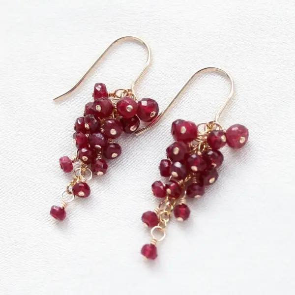 Red Spinel Cluster Earrings