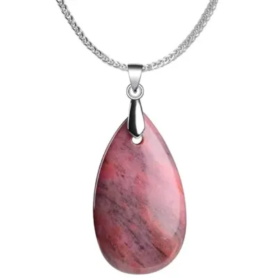 Rhodonite Pendant Sterling Silver Necklace