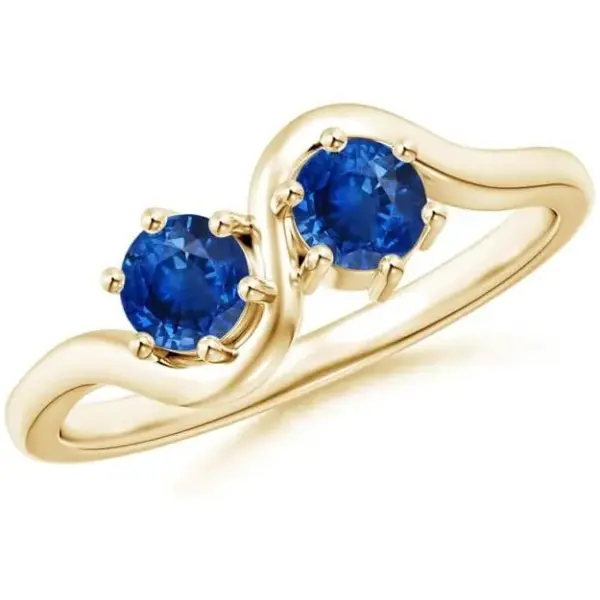 ANGARA Round Two Stone Twist Blue Sapphire Ring