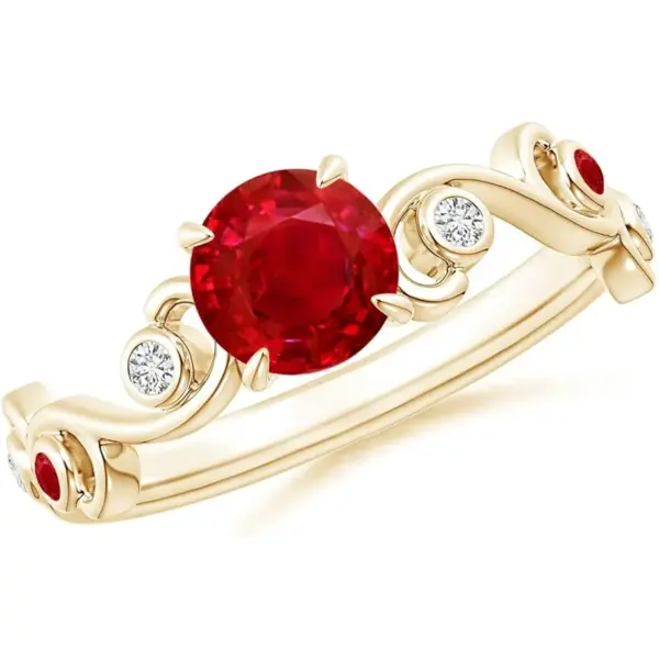 Ruby and Diamond Ivy Scroll Ring by Angara