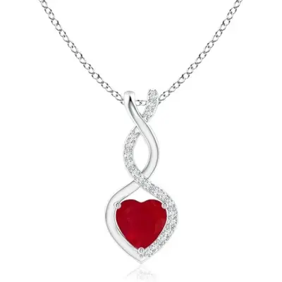 Ruby Infinity Heart Pendant with Diamonds by Angara