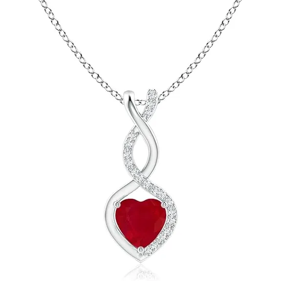 Ruby Infinity Heart Pendant with Diamonds by Angara