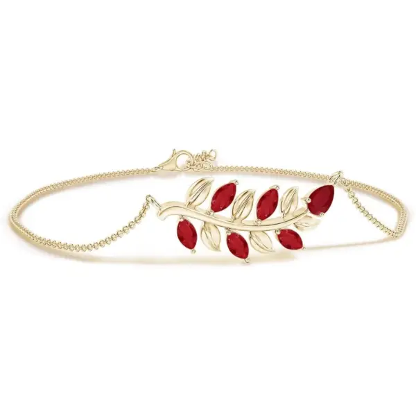 Ruby Olive Branch Chain Bracelet by Angara