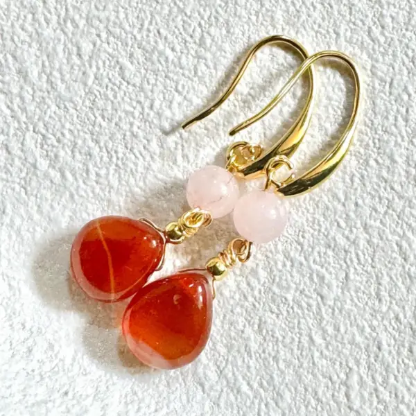 Sardonyx and Rose Quartz Earrings