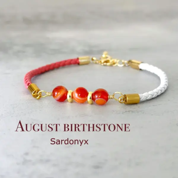 Sardonyx Braided Leather Bracelet August birhtstone