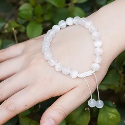 Selenite Adjustable Macrame Bracelet