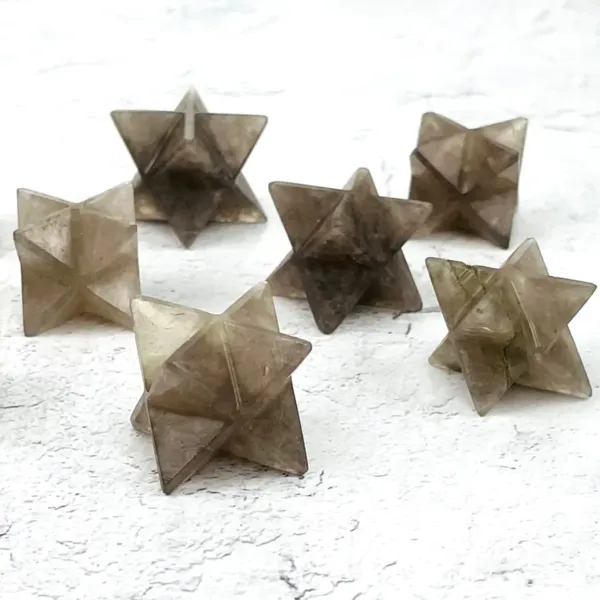 Five Smoky Quartz Merkaba Stars