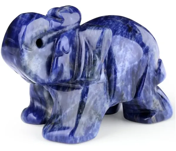 Blue Sodalite Elephant Statue | Decoration for Home, Living Room, Office, Desk | Gift