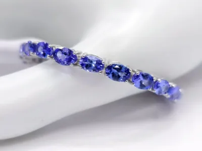 AAAA Tanzanite Tennis Bracelet in Sterling Silver, December birthstone