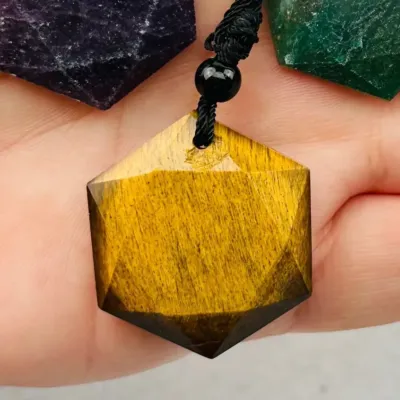 Tiger's Eye Hexagon Necklace