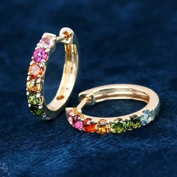 Tourmaline Multi Colored Hoop Earrings