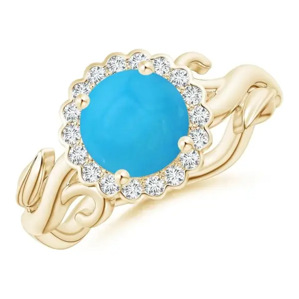 Turquoise Flower and Vine Ring by Angara