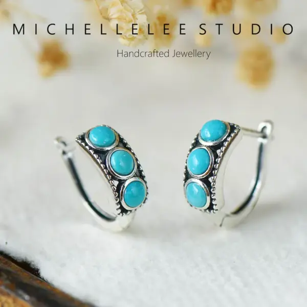 Turquoise Huggie Hoop Earrings