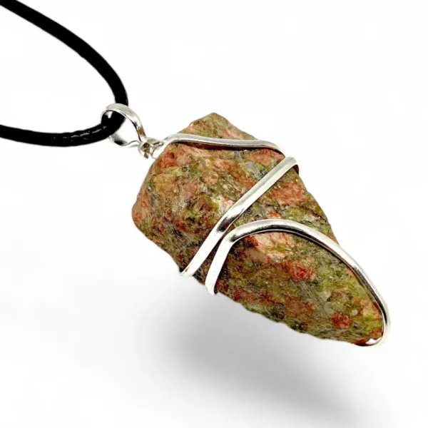 Unakite Wire Wrapped Pendant