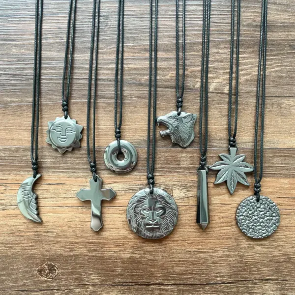 Various Unisex Hematite Pendants - moon, sun, leave, cross, lion and more