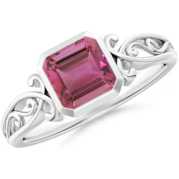Vintage Style Emerald Cut Pink Tourmaline Ring by Angara