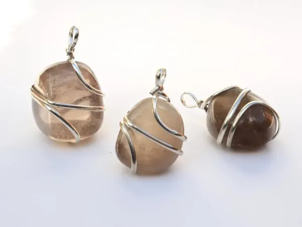Wire-Wrapped Smoky Quartz Healing Crystal Pendant Necklace