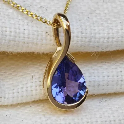 9ct Yellow Gold Tanzanite Necklace, Infinity Loop Pendant